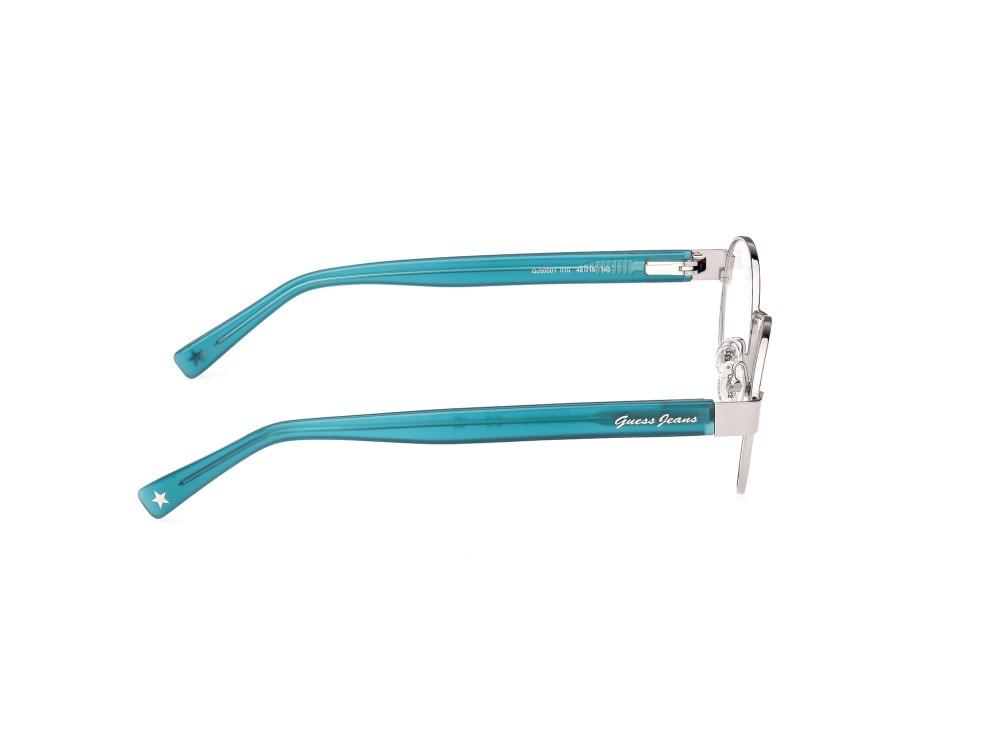 Eyeglasses Guess Jeans GJ50001 (010) color nickel stagno chiaro anticato lucido / turchese lucido shape round 