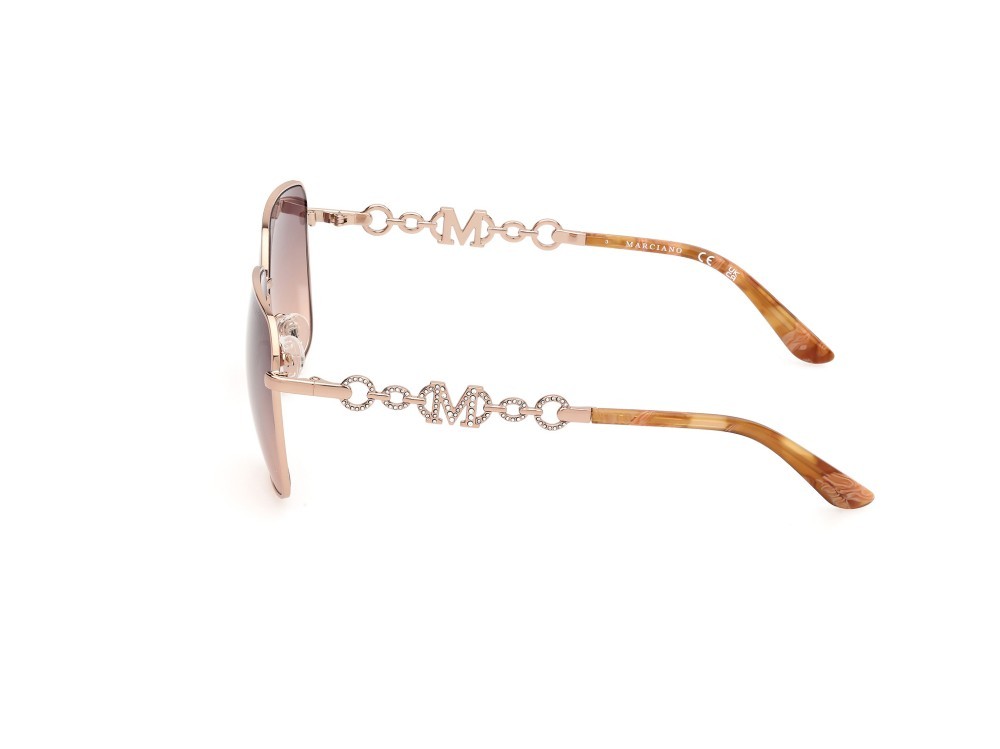 Occhiali da sole Guess by Marciano GM00004 (28F) colore oro rosè lucido forma quadrato lenti marrone sfumato