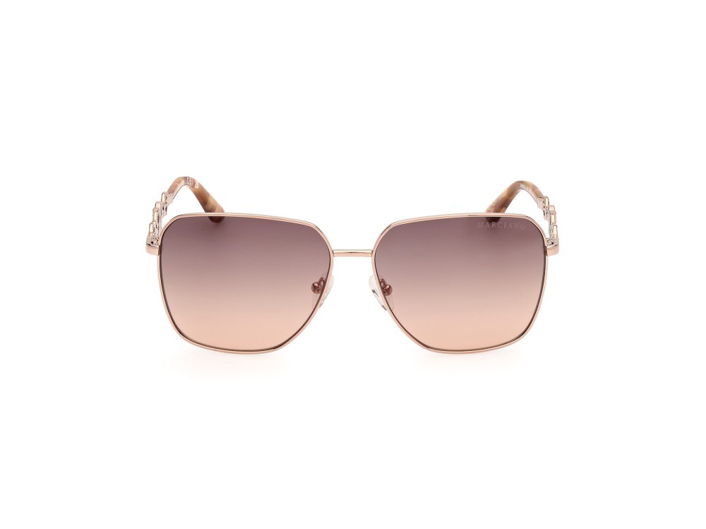 Occhiali da sole Guess by Marciano GM00004 (28F) colore oro rosè lucido forma quadrato lenti marrone sfumato