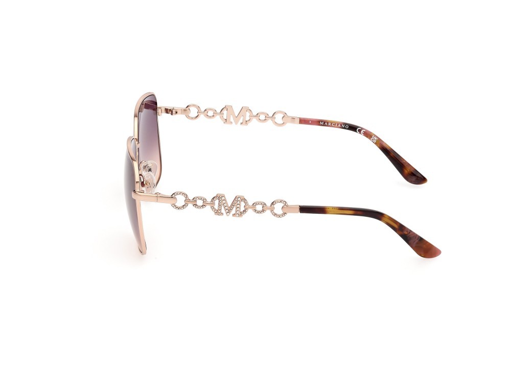 Sunglasses Guess by Marciano GM00004 (28Z) color oro rosè lucido shape square lenses viola sfumato o specchiato