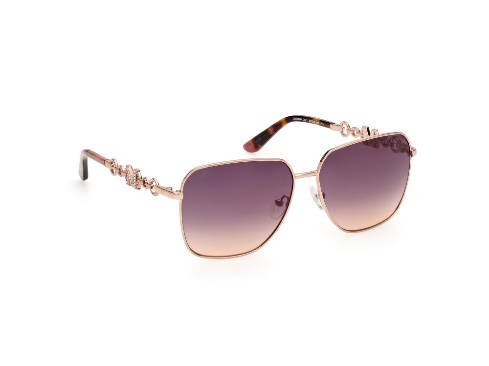Sunglasses Guess by Marciano GM00004 (28Z) color oro rosè lucido shape square lenses viola sfumato o specchiato