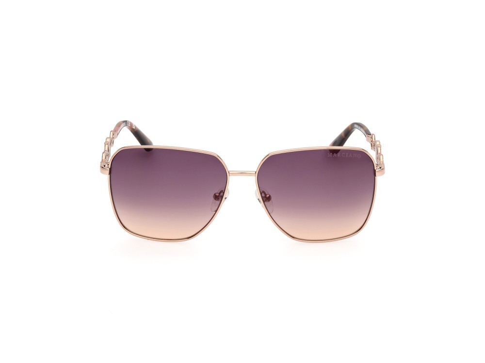 Sunglasses Guess by Marciano GM00004 (28Z) color oro rosè lucido shape square lenses viola sfumato o specchiato
