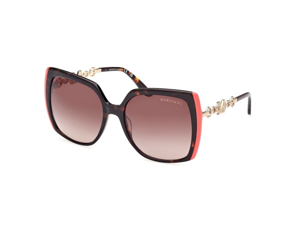 Occhiali da sole Guess by Marciano GM00005 (52F) colore avana scura forma quadrato lenti marrone sfumato