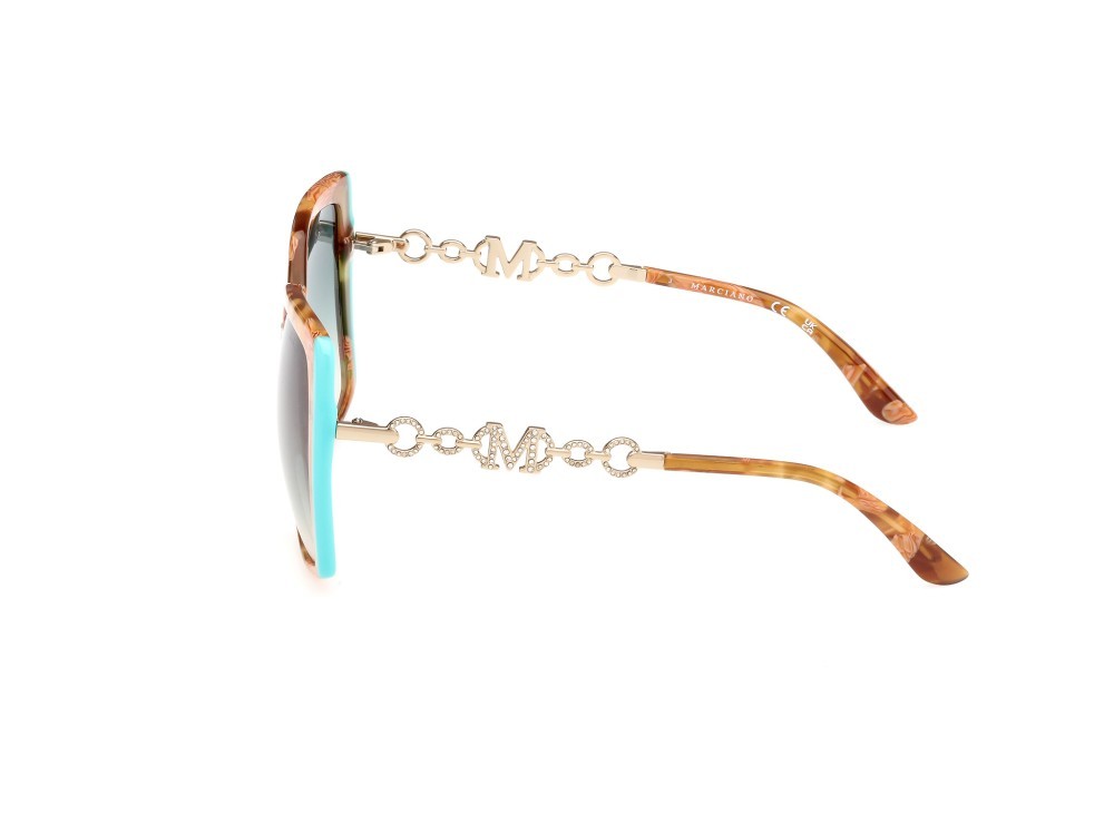 Sunglasses Guess by Marciano GM00005 (56P) color marrone chiaro - avana shape square lenses verde sfumato