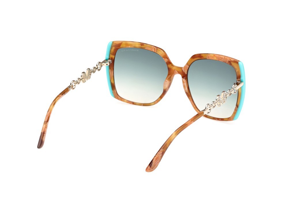 Sunglasses Guess by Marciano GM00005 (56P) color marrone chiaro - avana shape square lenses verde sfumato