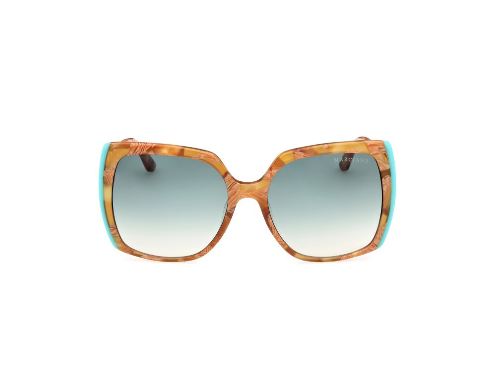 Sunglasses Guess by Marciano GM00005 (56P) color marrone chiaro - avana shape square lenses verde sfumato