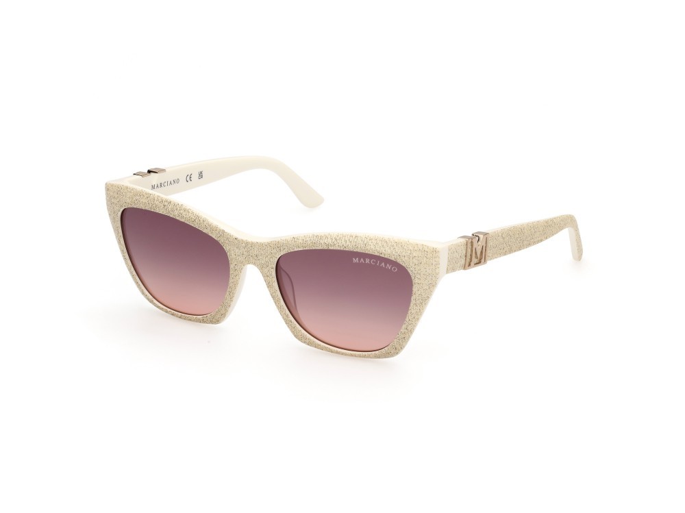 Sonnenbrillen Guess by Marciano GM00008 (25F) farbe avorio lucido form cat-eye gläser marrone sfumato