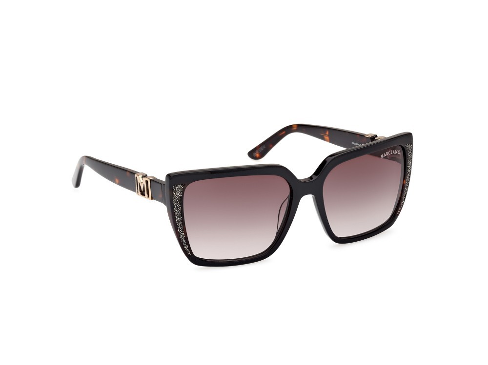 Occhiali da sole Guess by Marciano GM00012 (05B) colore nero lucido - avana scura forma quadrato lenti fumo grad.