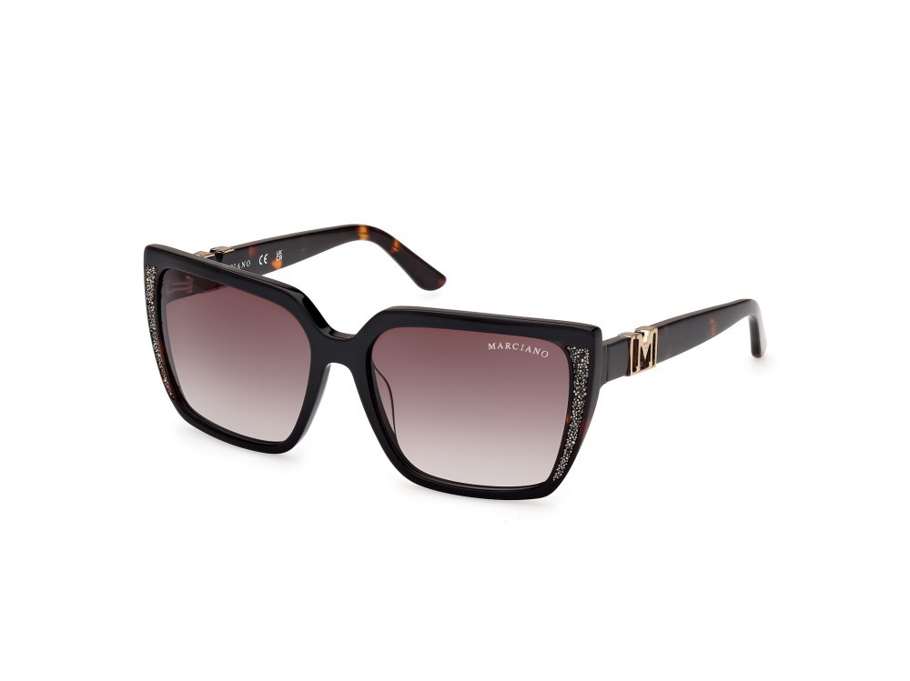 Occhiali da sole Guess by Marciano GM00012 (05B) colore nero lucido - avana scura forma quadrato lenti fumo grad.