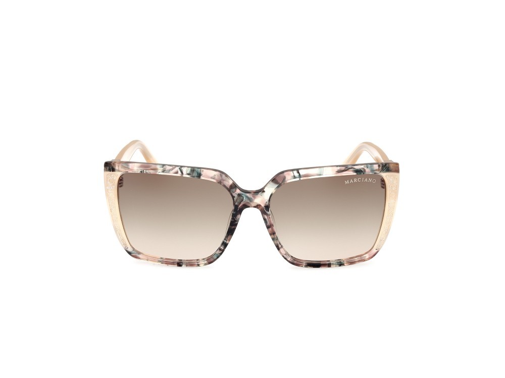 Sunglasses Guess by Marciano GM00012 (59P) color beige avana - avorio lucido shape square lenses verde sfumato