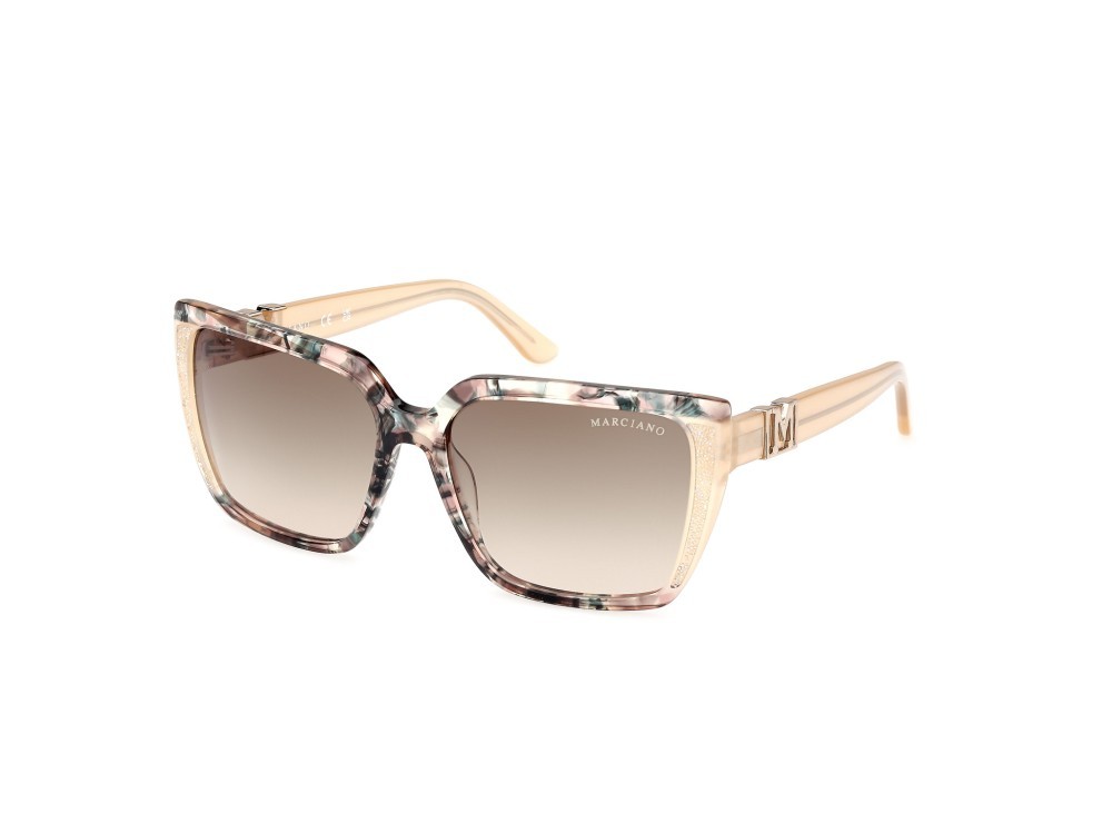 Sunglasses Guess by Marciano GM00012 (59P) color beige avana - avorio lucido shape square lenses verde sfumato