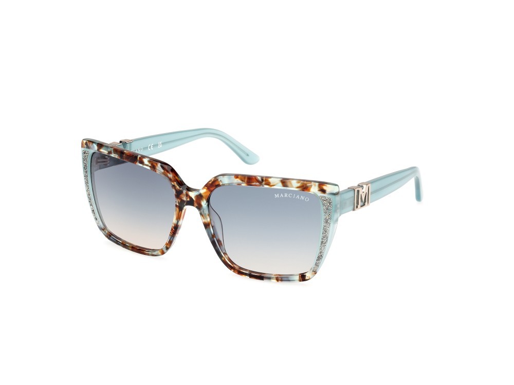 Sunglasses Guess by Marciano GM00012 (89W) color turchese - avana shape square lenses blu sfumato