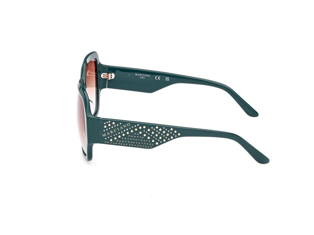 Sunglasses Guess by Marciano GM00014 (98F) color verde scuro lucido shape square lenses marrone sfumato