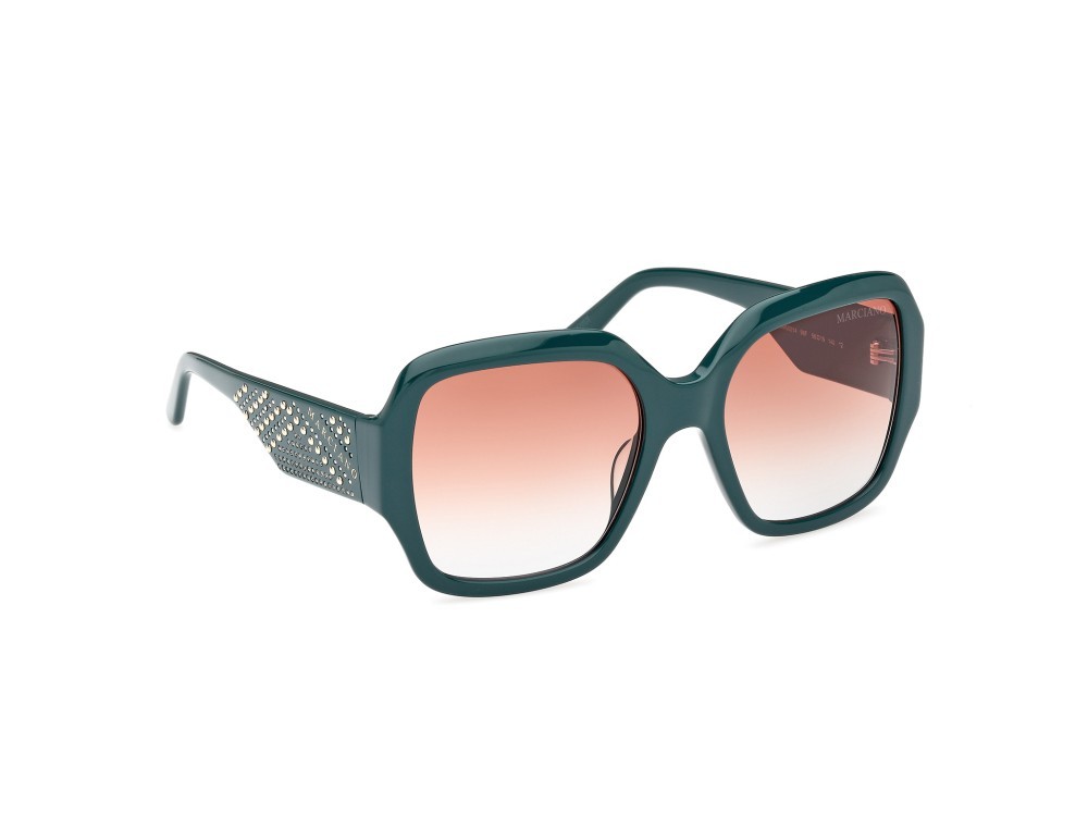 Sunglasses Guess by Marciano GM00014 (98F) color verde scuro lucido shape square lenses marrone sfumato