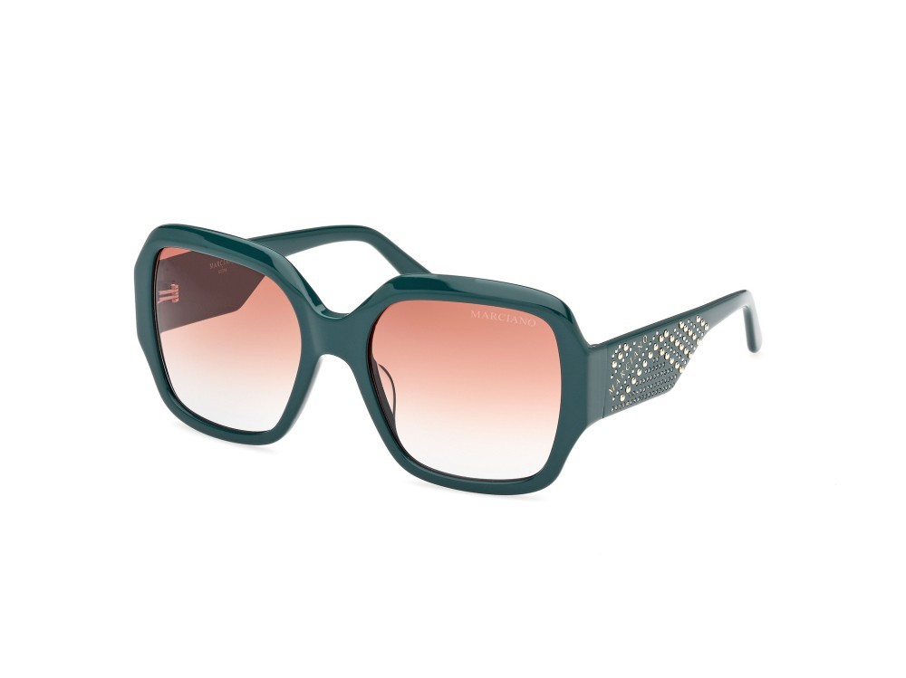 Sunglasses Guess by Marciano GM00014 (98F) color verde scuro lucido shape square lenses marrone sfumato