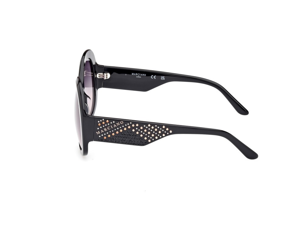 Sunglasses Guess by Marciano GM00015 (01B) color nero lucido shape round lenses fumo grad.