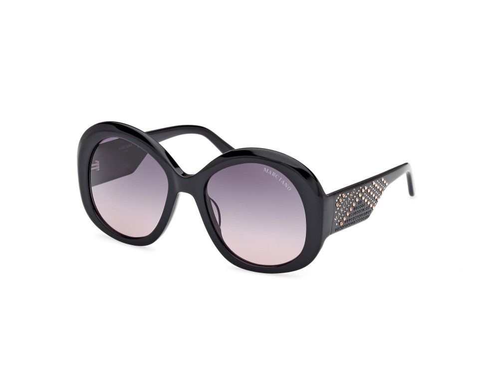 Sunglasses Guess by Marciano GM00015 (01B) color nero lucido shape round lenses fumo grad.