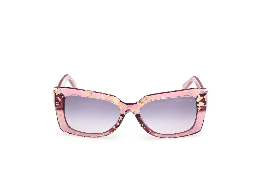 Sunglasses Guess by Marciano GM00018 (83Z) color viola lucido shape rectangle lenses viola sfumato o specchiato