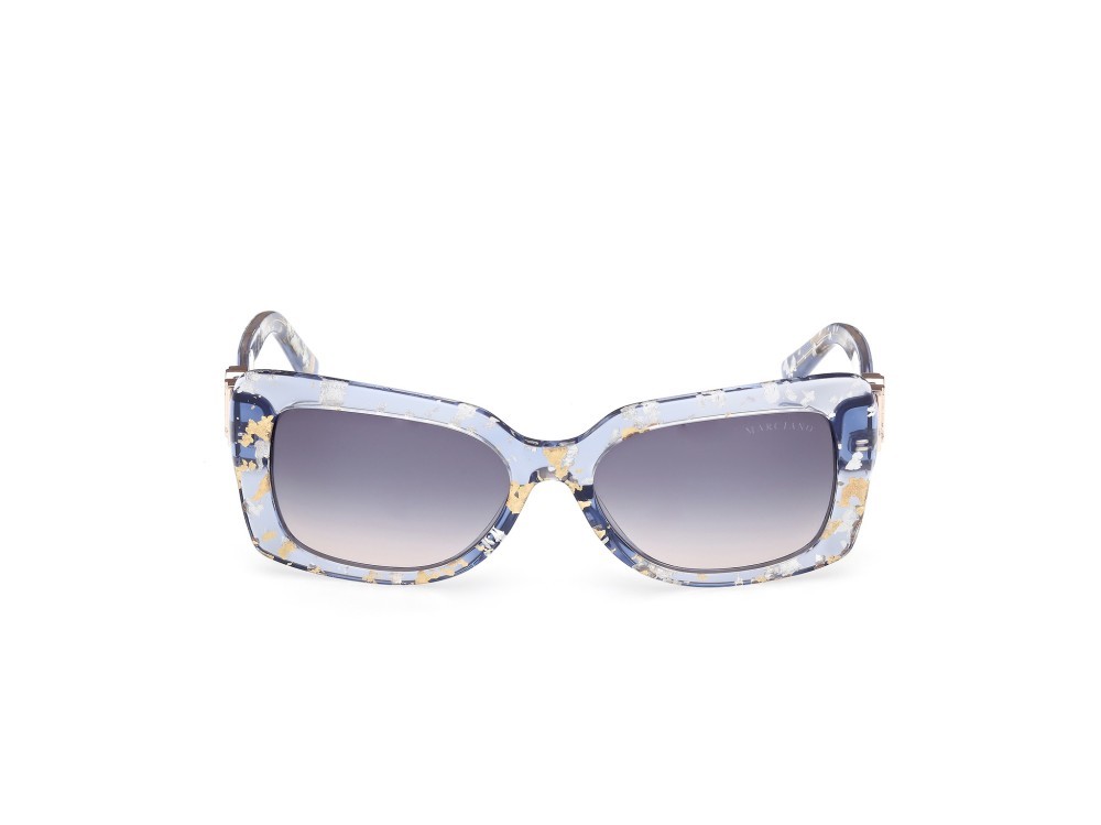 Sunglasses Guess by Marciano GM00018 (92W) color blu lucido shape rectangle lenses blu sfumato