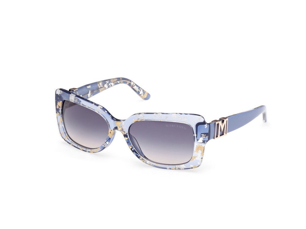 Sunglasses Guess by Marciano GM00018 (92W) color blu lucido shape rectangle lenses blu sfumato