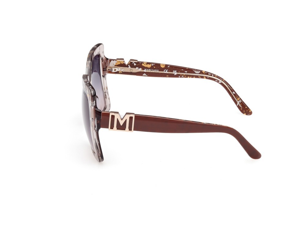 Sunglasses Guess by Marciano GM00019 (50B) color marrone scuro lucido shape butterfly lenses fumo grad.