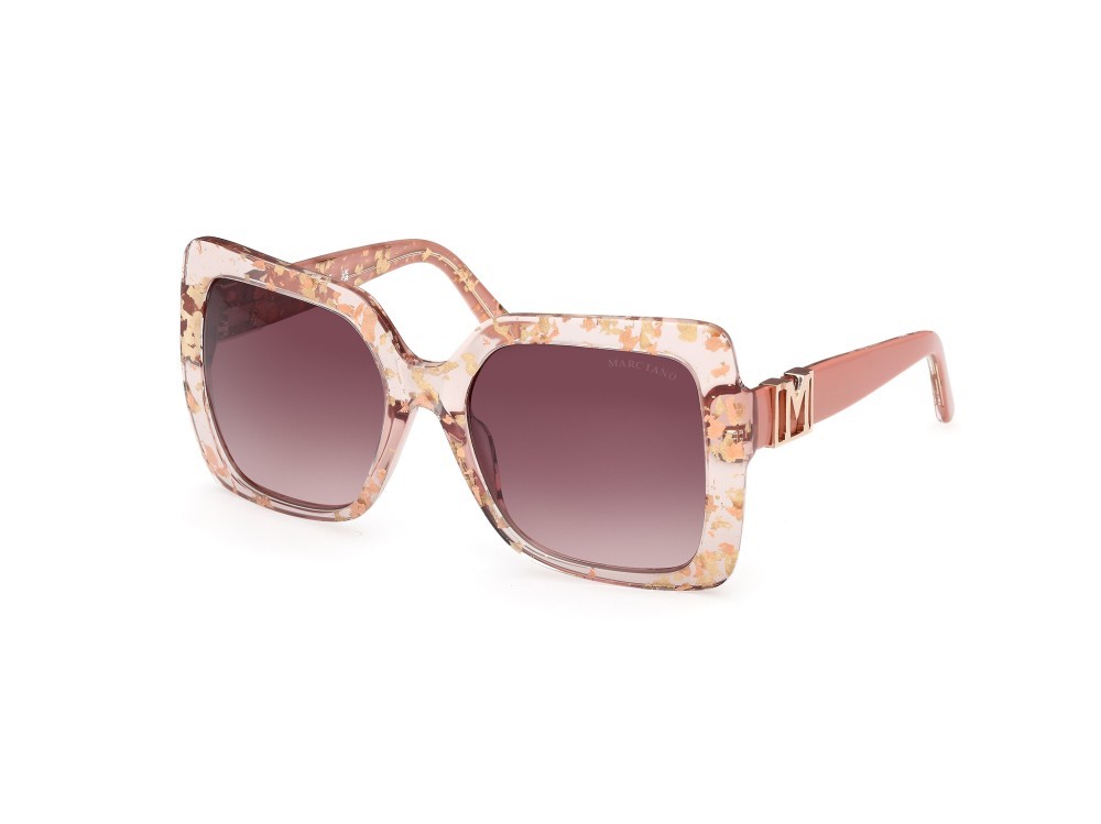 Sunglasses Guess by Marciano GM00019 (74F) color rosa chiaro lucido shape butterfly lenses marrone sfumato