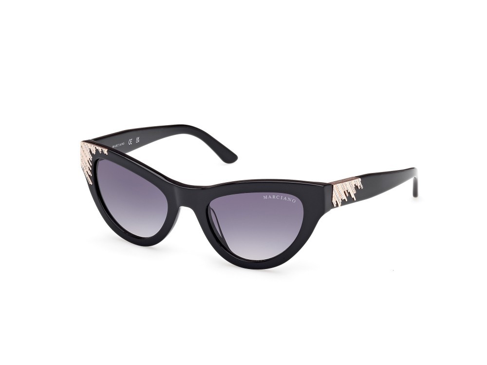 Sunglasses Guess by Marciano GM00025 (01B) color nero lucido shape cat eye lenses fumo grad.