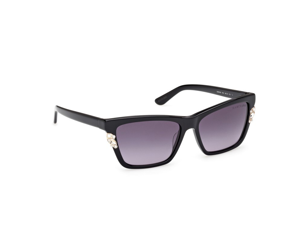 Occhiali da sole Guess by Marciano GM00030 (01B) colore nero lucido forma rettangolare lenti fumo grad.