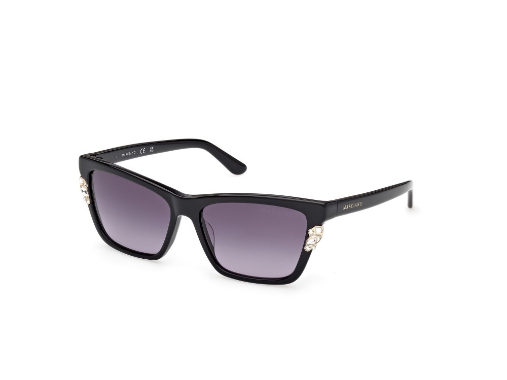 Occhiali da sole Guess by Marciano GM00030 (01B) colore nero lucido forma rettangolare lenti fumo grad.