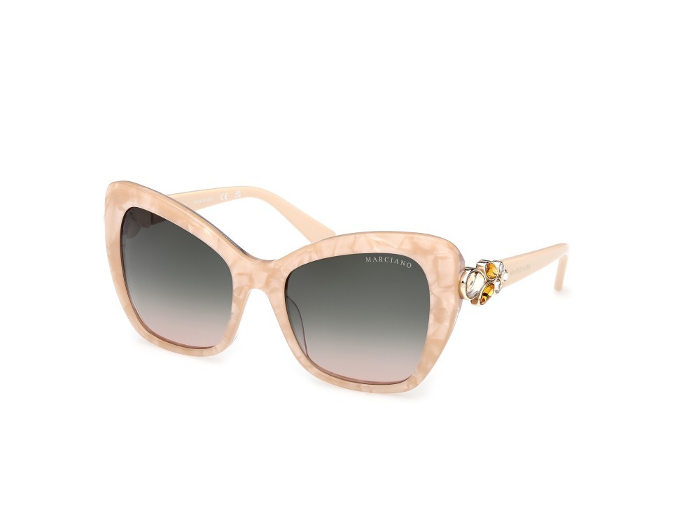 Sunglasses Guess by Marciano GM00032 (59B) color beige/perlato - avorio lucido shape butterfly lenses fumo grad.