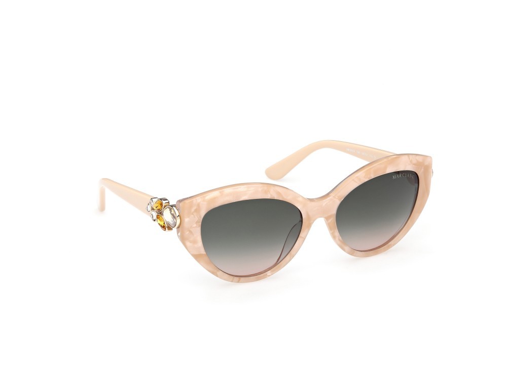 Sunglasses Guess by Marciano GM00033 (59B) color beige/perlato - avorio lucido shape cat eye lenses fumo grad.