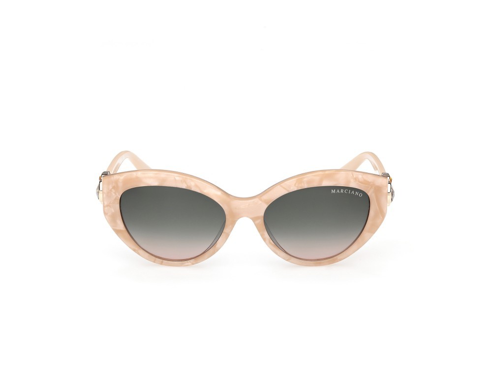 Sunglasses Guess by Marciano GM00033 (59B) color beige/perlato - avorio lucido shape cat eye lenses fumo grad.