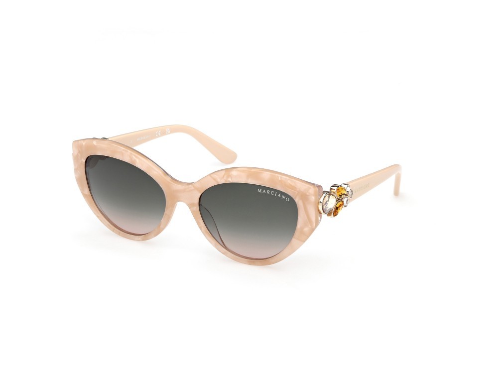 Sunglasses Guess by Marciano GM00033 (59B) color beige/perlato - avorio lucido shape cat eye lenses fumo grad.
