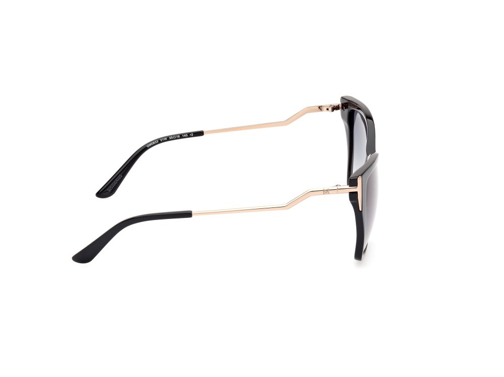 Occhiali da sole Guess by Marciano GM0833 (01W) colore nero lucido - oro rosèl ucido forma quadrato lenti blu sfumato