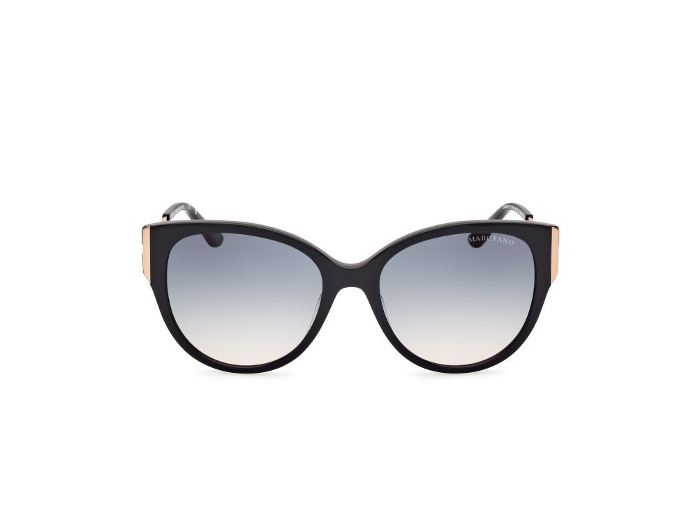 Sonnenbrillen Guess by Marciano GM0834 (01W) farbe nero lucido - oro rosè lucido form rund gläser blu sfumato