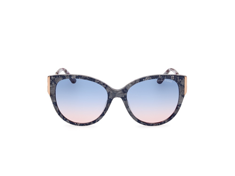 Sonnenbrillen Guess by Marciano GM0834 (92W) farbe blu avana - oro rosè lucido form rund gläser blu sfumato