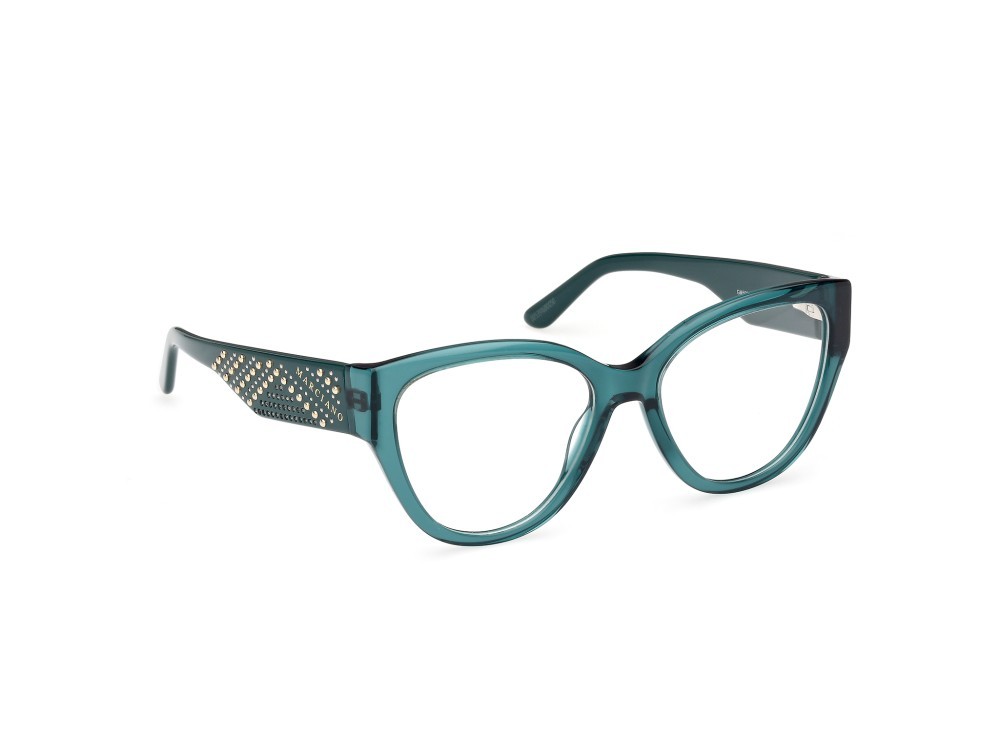Eyeglasses Guess by Marciano GM50018 (098) color verde scuro lucido shape cat eye 