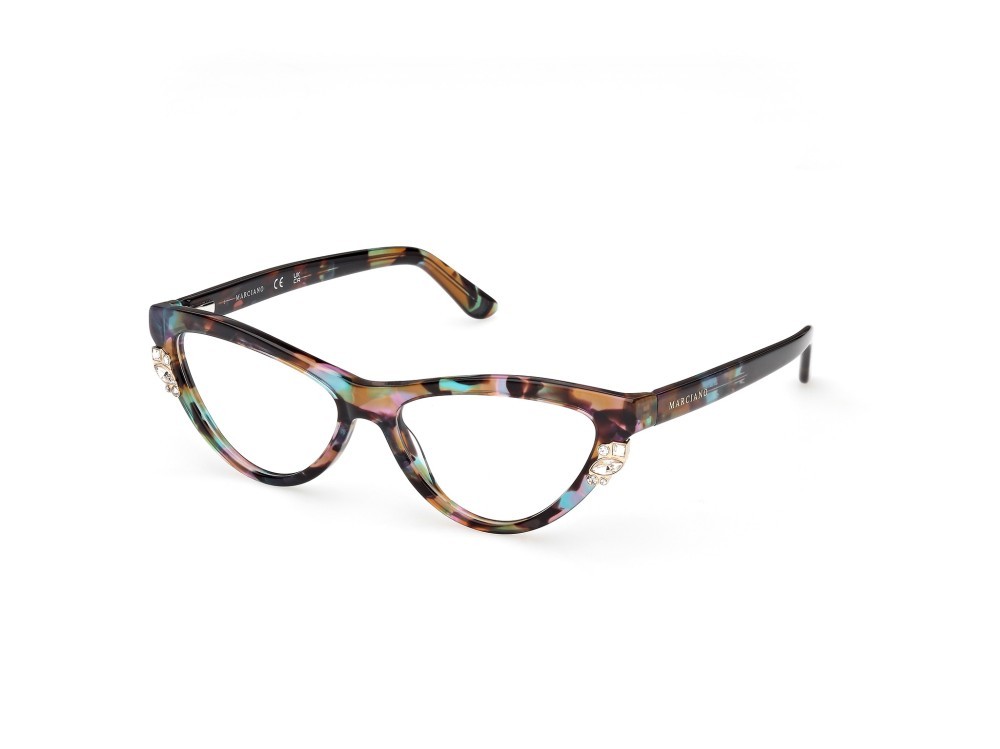 Eyeglasses Guess by Marciano GM50047 (098) color verde scuro/avana shape cat eye 