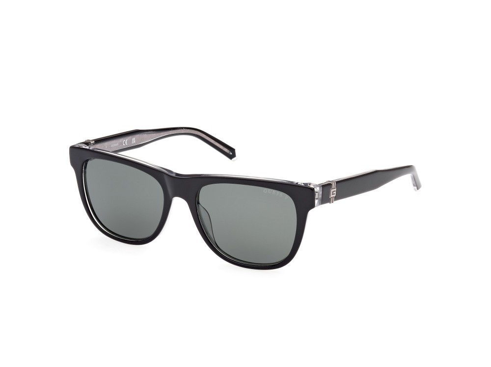 Sonnenbrillen Guess GU00075 (01R) farbe nero lucido form quadratisch gläser verde polar.