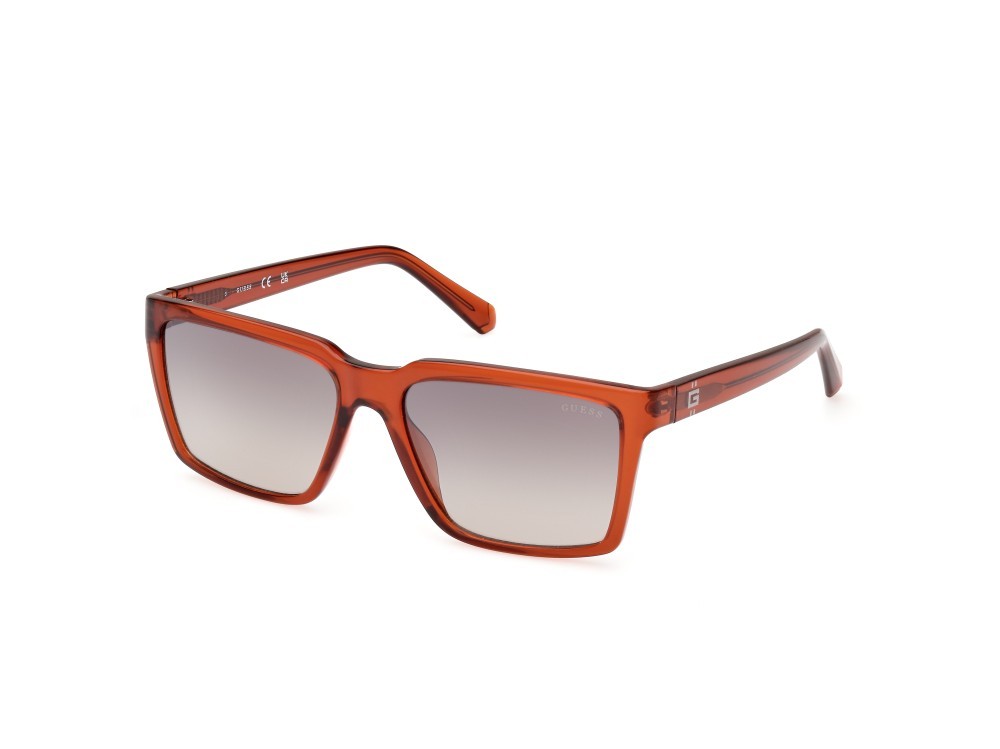 Sonnenbrillen Guess GU00084 (50G) farbe arancio scuro lucido form quadratisch gläser marrone specchiato