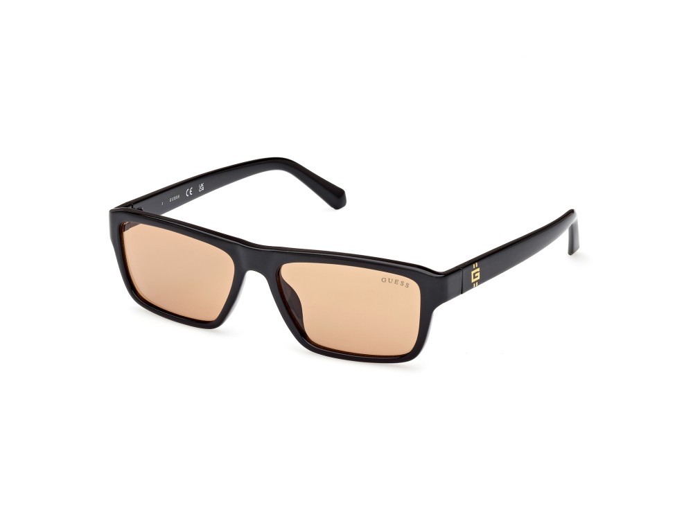 Sonnenbrillen Guess GU00085 (01E) farbe nero lucido form rechteckig gläser marrone