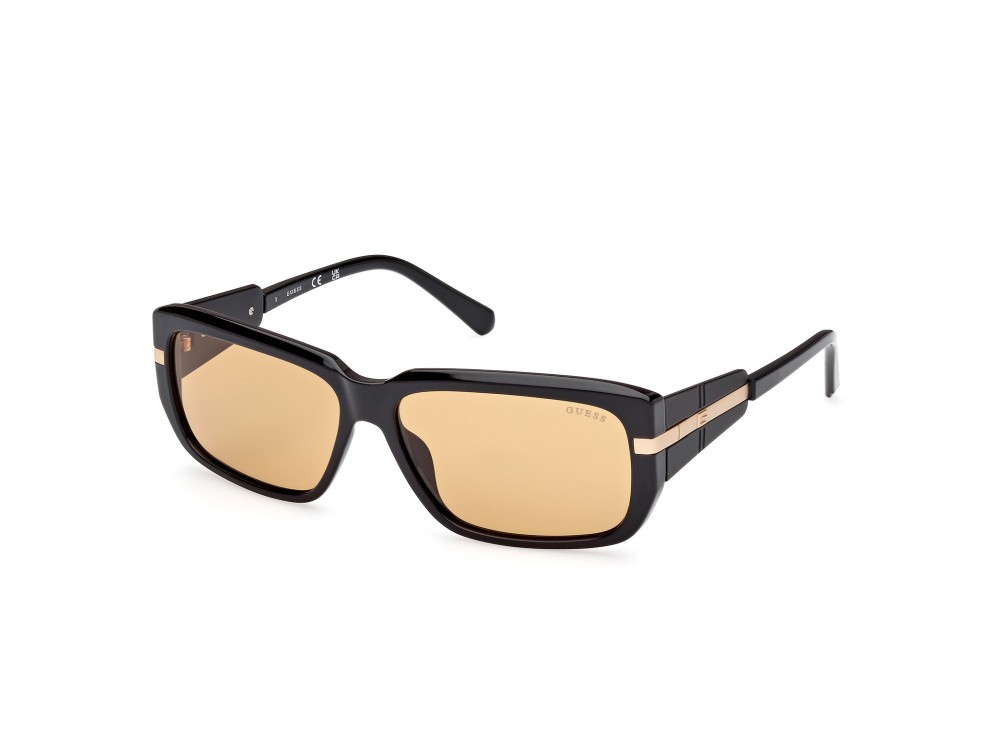 Sonnenbrillen Guess GU00090 (01E) farbe nero lucido - nero opaco form rechteckig gläser marrone