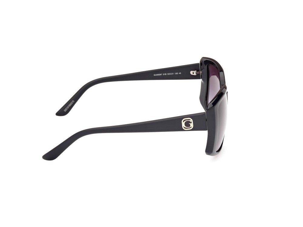 Occhiali da sole Guess GU00097 (01B) colore nero lucido forma quadrato lenti fumo grad.