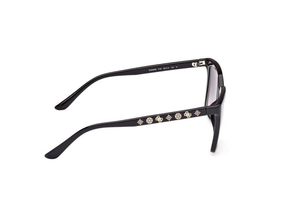 Occhiali da sole Guess GU00099 (01B) colore nero lucido forma quadrato lenti fumo grad.