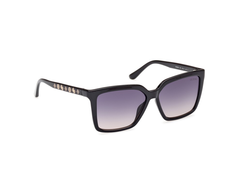 Occhiali da sole Guess GU00099 (01B) colore nero lucido forma quadrato lenti fumo grad.