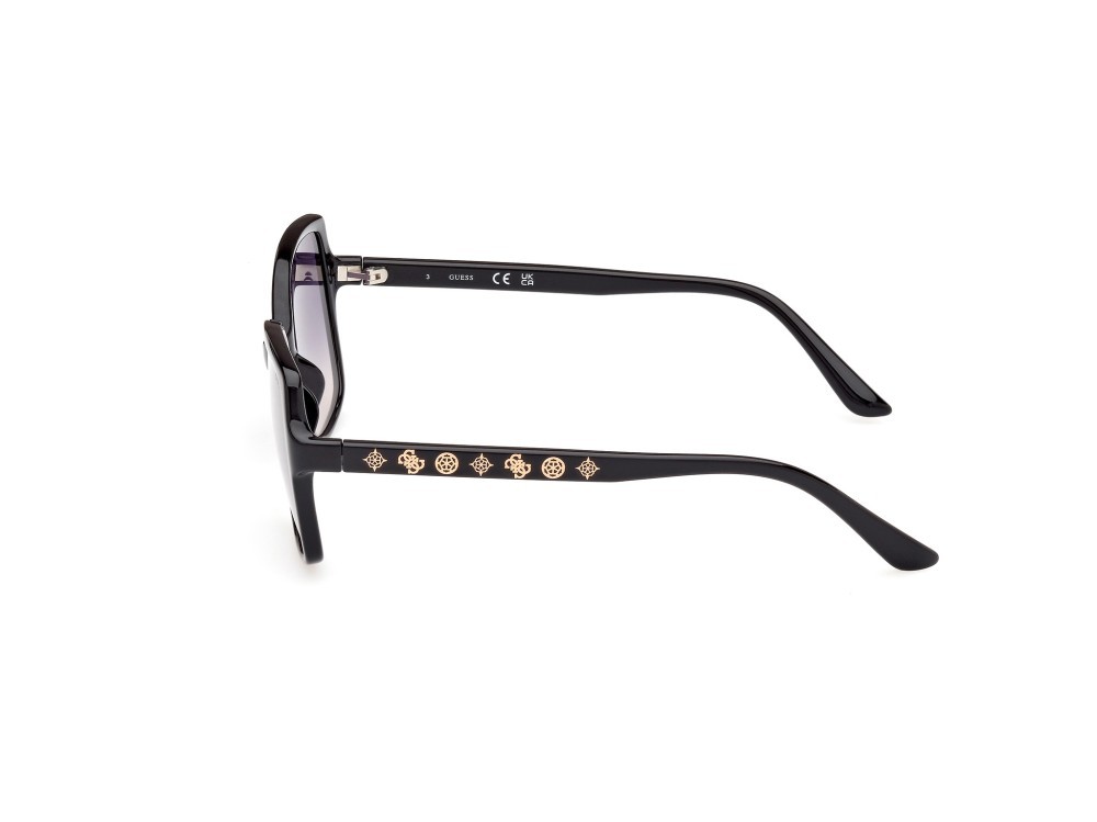 Occhiali da sole Guess GU00100 (01B) colore nero lucido forma quadrato lenti fumo grad.