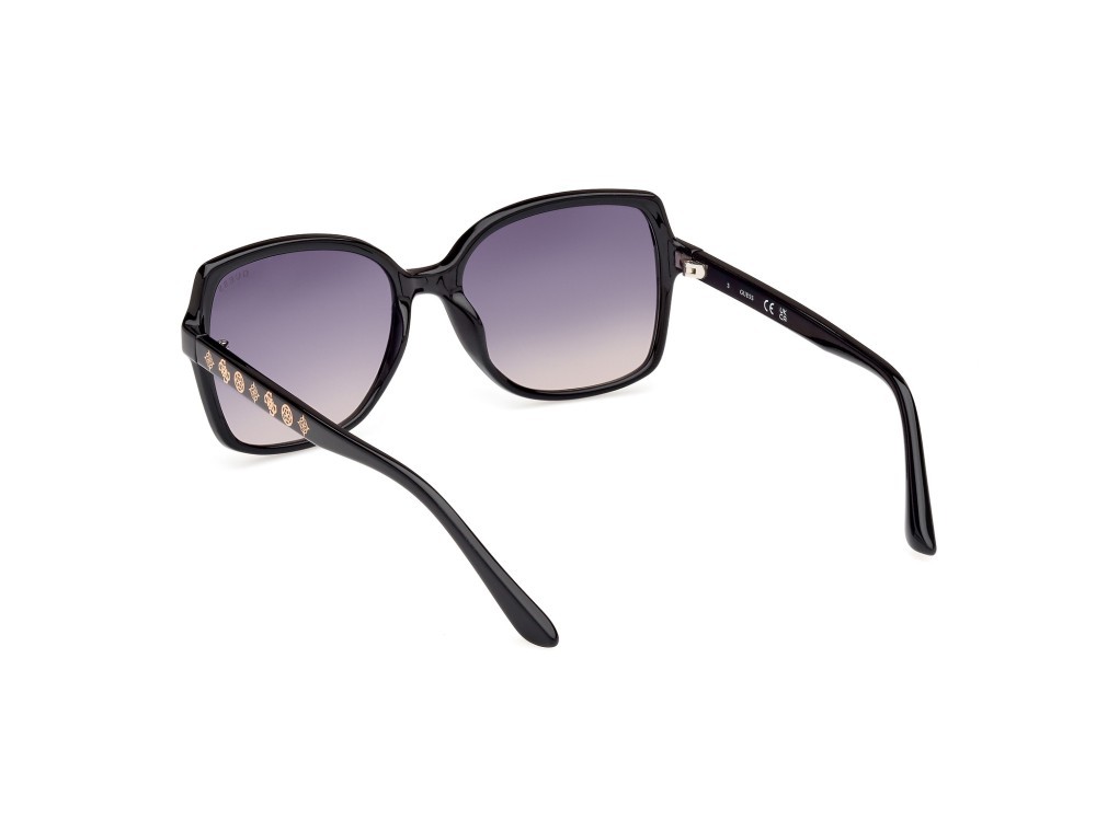 Occhiali da sole Guess GU00100 (01B) colore nero lucido forma quadrato lenti fumo grad.