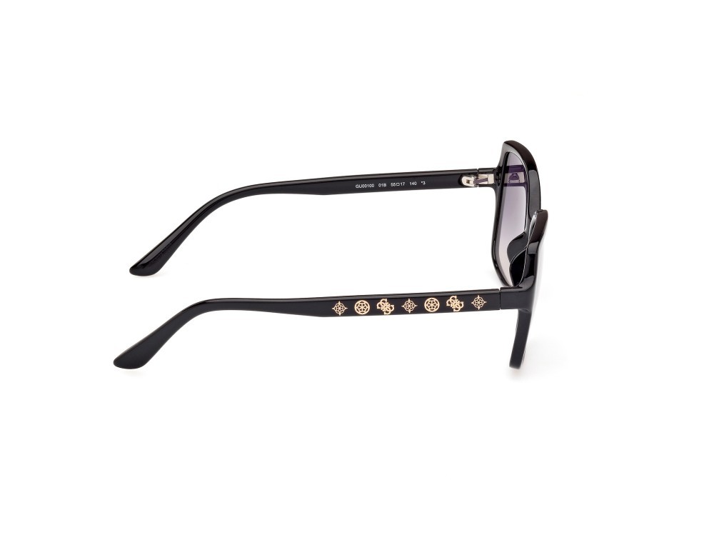 Occhiali da sole Guess GU00100 (01B) colore nero lucido forma quadrato lenti fumo grad.