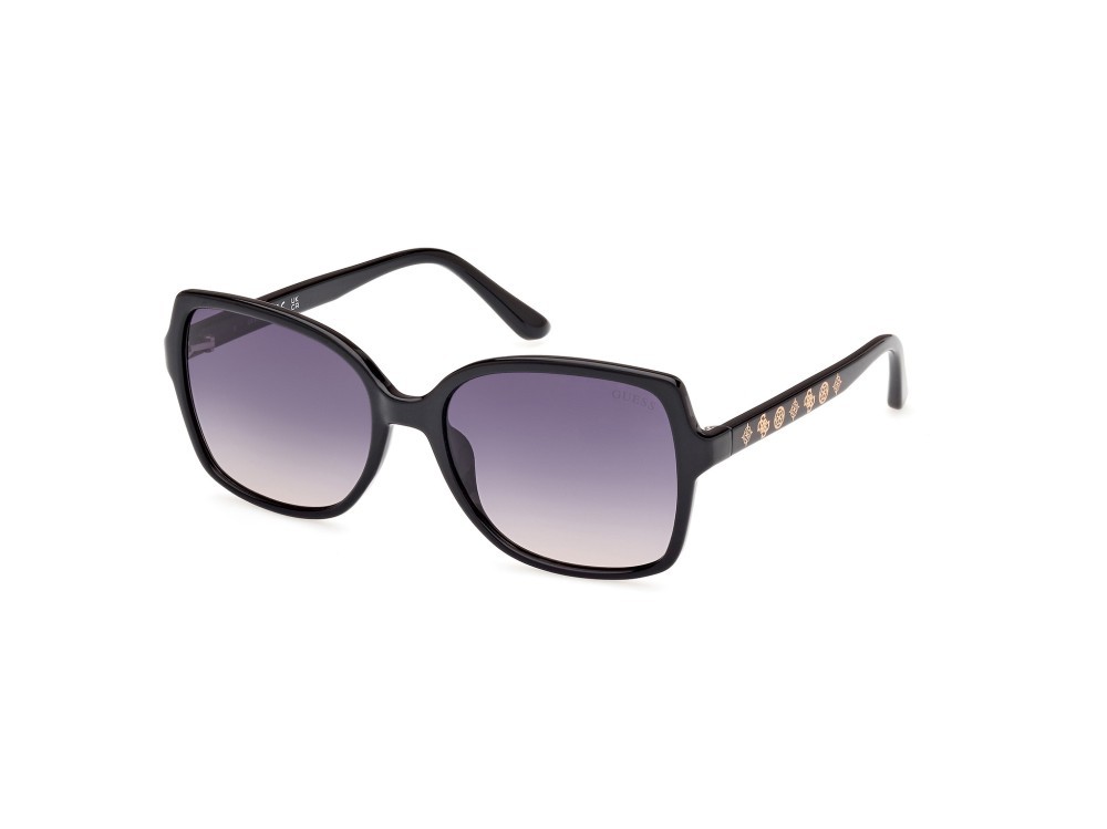 Occhiali da sole Guess GU00100 (01B) colore nero lucido forma quadrato lenti fumo grad.