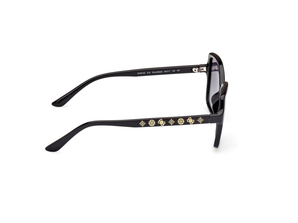 Occhiali da sole Guess GU00100 (01D) colore nero lucido forma quadrato lenti fumo polar.
